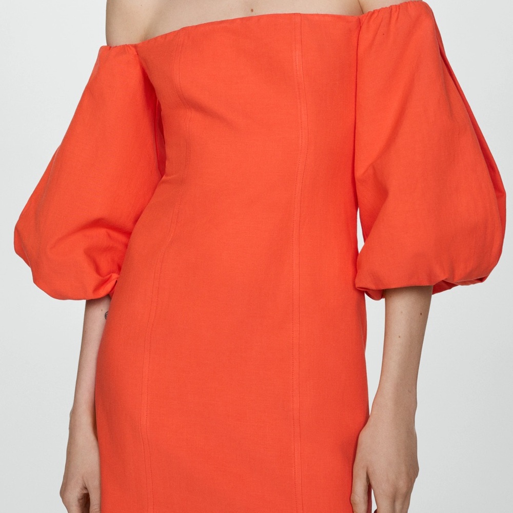 Mango Puff Sleeve Dress - XS